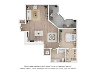 1Bed 1Bath B Floor Plan at Anchor at Gulf Harbors 62+ Apartments, New Port Richey, Florida