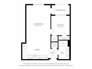 1Bed 1Bath F Floor Plan at Anchor at Gulf Harbors 62+ Apartments, New Port Richey, FL, 34652