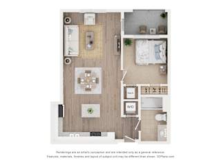 1Bed 1Bath D Floor Plan at Anchor at Gulf Harbors 62+ Apartments, Florida