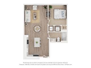 1Bed 1Bath G Floor Plan at Anchor at Gulf Harbors 62+ Apartments, New Port Richey, FL
