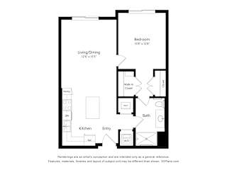 1Bed 1Bath L Floor Plan at Anchor at Gulf Harbors 62+ Apartments, Florida, 34652
