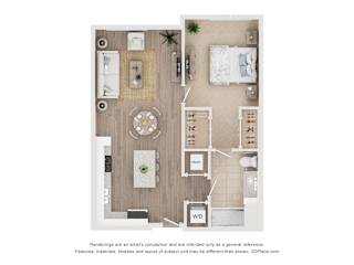 1Bed 1Bath J Floor Plan at Anchor at Gulf Harbors 62+ Apartments, New Port Richey