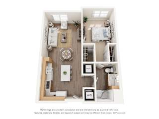 1Bed 1Bath K Floor Plan at Anchor at Gulf Harbors 62+ Apartments, Florida