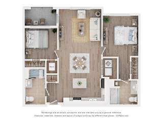 2B2B C Floor Plan at Anchor at Gulf Harbors 62+ Apartments, New Port Richey, Florida