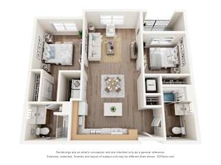 2B2B D Floor Plan at Anchor at Gulf Harbors 62+ Apartments, New Port Richey