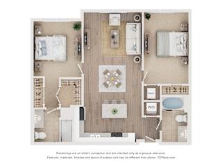 2B2B F Floor Plan at Anchor at Gulf Harbors 62+ Apartments, Florida, 34652
