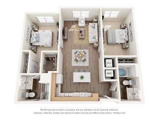 2B2B G Floor Plan at Anchor at Gulf Harbors 62+ Apartments, New Port Richey, FL, 34652