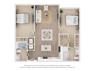 2B2B J Floor Plan at Anchor at Gulf Harbors 62+ Apartments, New Port Richey, Florida
