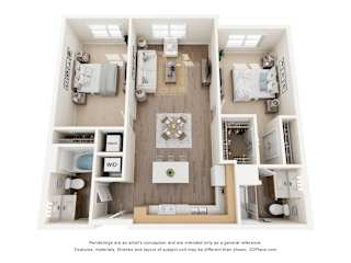 2B2B I Floor Plan at Anchor at Gulf Harbors 62+ Apartments, New Port Richey, 34652