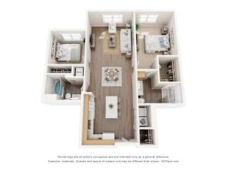 2Bed 2Bath A Floor Plan at Anchor at Gulf Harbors 62+ Apartments, Florida, 34652