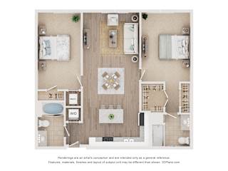 2Bed 2Bath C Floor Plan at Anchor at Gulf Harbors 62+ Apartments, New Port Richey, FL
