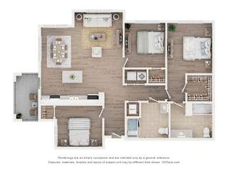 3B2B E Floor Plan at Anchor at Gulf Harbors 62+ Apartments, New Port Richey, 34652
