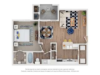 Brazos Floor Plan at Eight 99 at Hazelwood Apartment, Texas, 75407