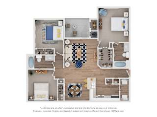 Comal Floor Plan at Eight 99 at Hazelwood Apartment, Texas, 75407