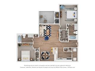 Comal Floor Plan at Eight 99 at Hazelwood Apartment, Princeton, TX