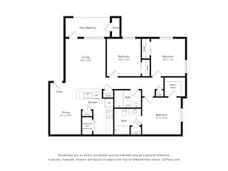 3 Bedroom Floor Plan at Mission at Baytown, Baytown