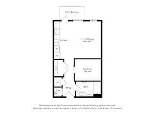 Studio 1 bath 0B Floor Plan at 900 at Cleveland Park, Nashville