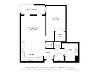 1 bed 1 bath 1D Floor Plan Blueprint at 900 at Cleveland Park, Nashville, 37207