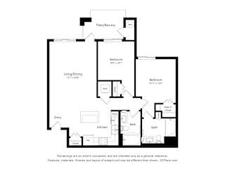 2 Bedroom Floor Plan at Aviara Flats, Arizona