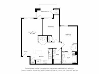 2BD ADA Floor Plan Blueprint at Aviara Flats, Phoenix