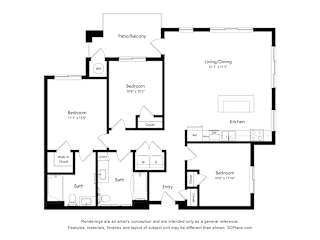 3BD ADA Floor Plan Blueprint at Aviara Flats, Phoenix, AZ