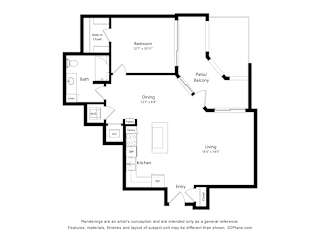 1C Floor Plan Blueprint at Briar Park 55+ Apartments, Atlanta, 30331