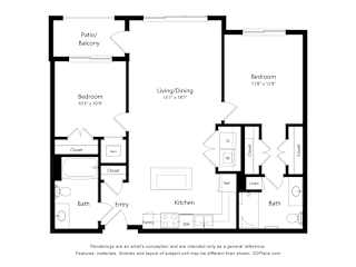 2A Floor Plan Blueprint at Briar Park 55+ Apartments, Atlanta