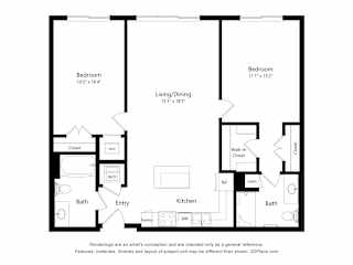 2E Floor Plan Blueprint at Briar Park 55+ Apartments, Atlanta Georgia