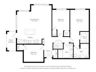 3A Floor Plan Blueprint at Briar Park 55+ Apartments, Atlanta