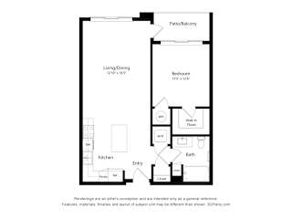 A1 Floor Plan Blueprint at Casa Azure 55+ Apartments, Phoenix