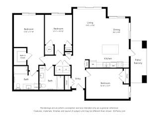 C1 Floor Plan Blueprint at Casa Azure 55+ Apartments, Phoenix, 85035
