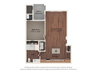 1 bed 1 bath B at Creekridge on the Park Apartments, North Carolina, 28212