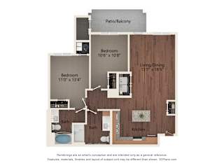 2 bed 2 bath C at Creekridge on the Park Apartments, Charlotte, NC