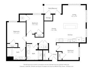 3 bed 2 bath at Creekridge on the Park Apartments, Charlotte 28212