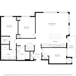 3CA Floor Plan at Harbor at Twin Lakes 55+ Apartments, Roseville, Minnesota