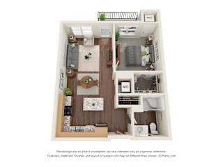 1G Floor Plan at Harbor at Twin Lakes 55+ Apartments, Roseville, MN, 55113