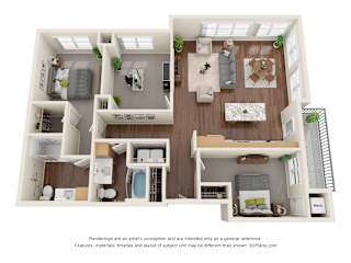 3Ca Floor Plan at Harbor at Twin Lakes 55+ Apartments, Roseville, 55113