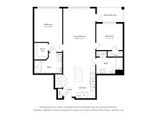 B3 Wheelchair Accessible Floor Plan Blueprint at Haven at Congaree Pointe 55+ Apartments, Columbia, SC