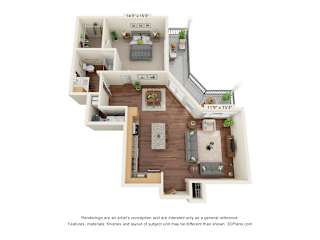 A2 ADA Floor Plan at Haven at Congaree Pointe 55+ Apartments, Columbia, SC