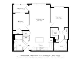 B1 Floor Plan Blueprint at Heron Ridge 62+ Apartments, Kissimmee, FL, 34746
