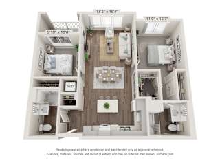 B1 Wheelchair Accessible Floor Planat Heron Ridge 62+ Apartments, Kissimmee, Florida