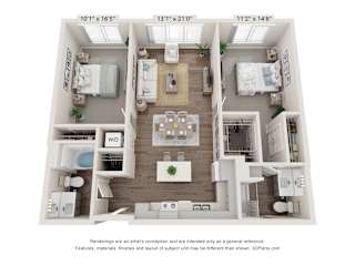 B3 Floor Plan at Heron Ridge 62+ Apartments, Florida, 34746