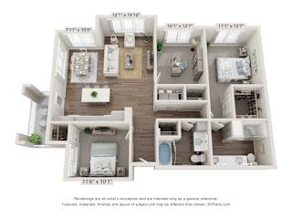 C1 Floor Plan at Heron Ridge 62+ Apartments, Kissimmee, FL, 34746