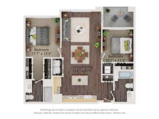 B1_Alt_Colored Floor Plan at Juniper Square 55+ Apartments, Glendale, AZ 85301