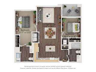 B1_Type A_Colored Floor Plan at Juniper Square 55+ Apartments, Arizona, 85301