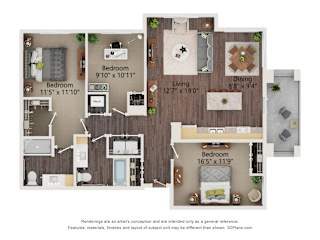 C1_Colored Floor Plan at Juniper Square 55+ Apartments, Glendale