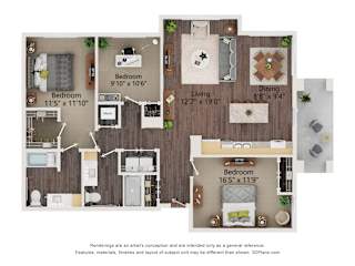 C1_Type A_Colored Floor Plan at Juniper Square 55+ Apartments, Arizona