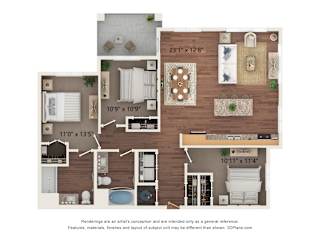 2BD Floor Plan at Matlock Flats, Arlington, 76001