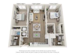 2 bed 2 bath F at Sandpiper Glen 62+ Apartments, Orlando, Florida