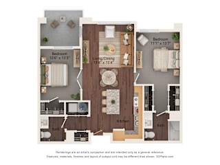 2 bed 2 bath C Floor Plan at Suncrest Vista at Canyon Trails 55+ Apartments, Goodyear, AZ, 85338